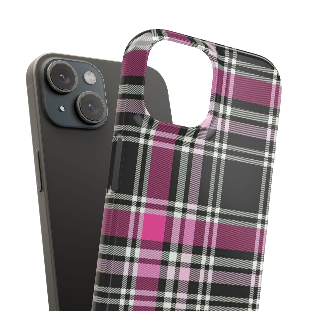 Plaid Phone Case — Pink & Black Tartan Snap Case
