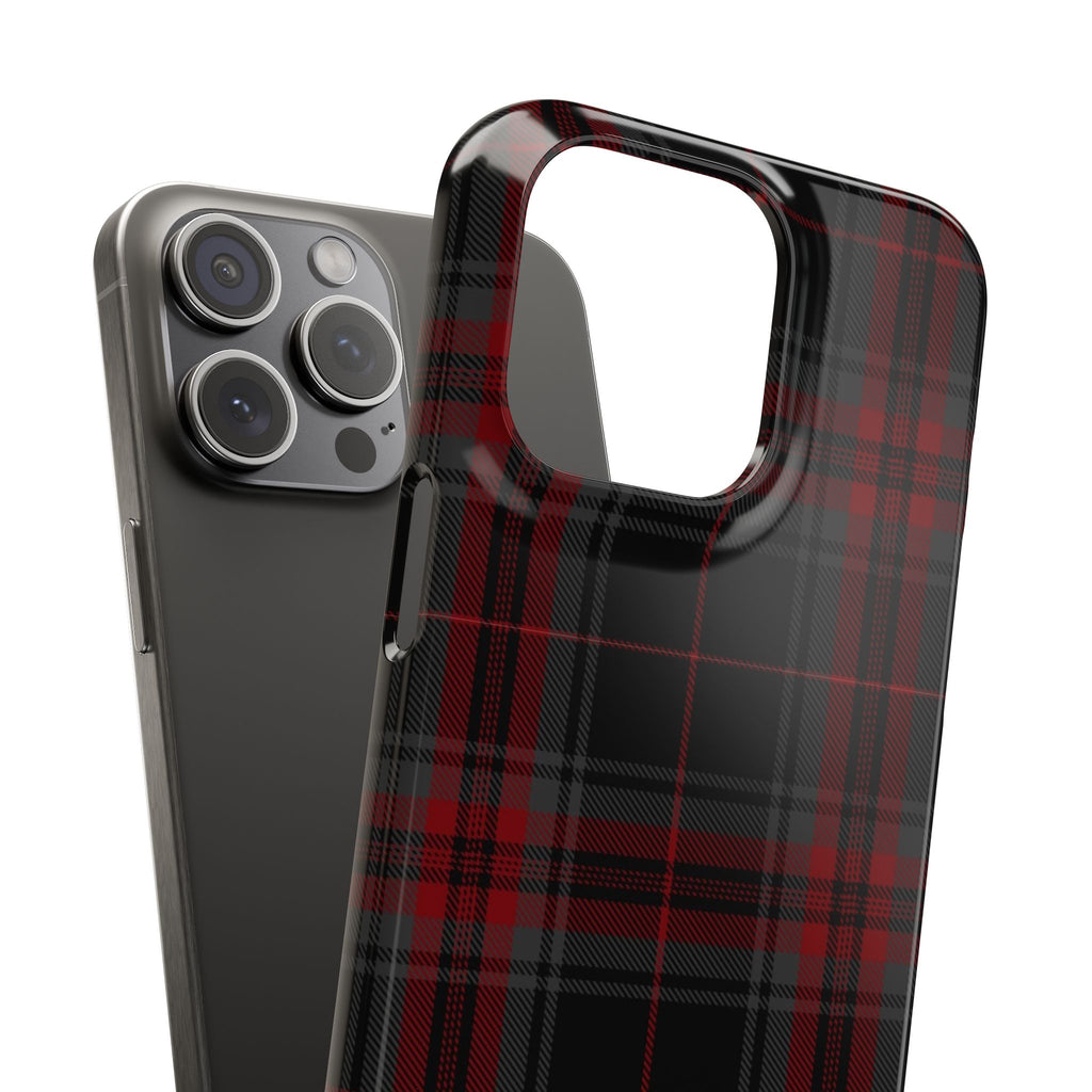 Plaid Snap Phone Case — Red & Black Tartan Protective Cover