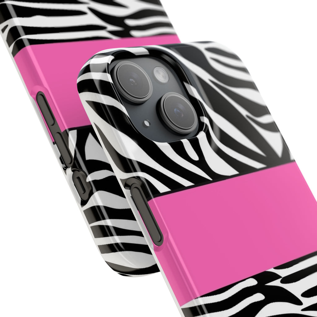 Zebra Stripe Snap Phone Case – Pink Accent