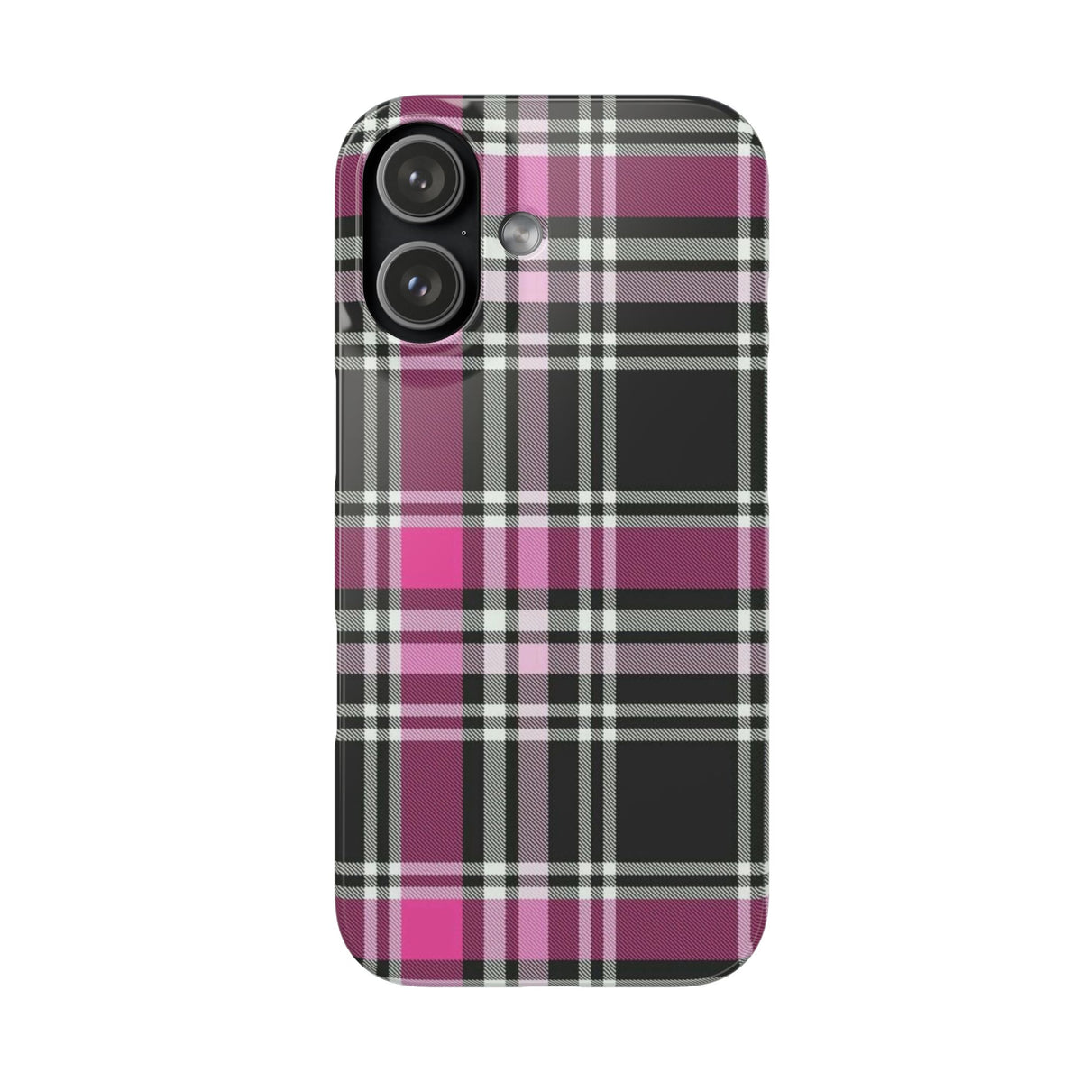 Plaid Phone Case — Pink & Black Tartan Snap Case