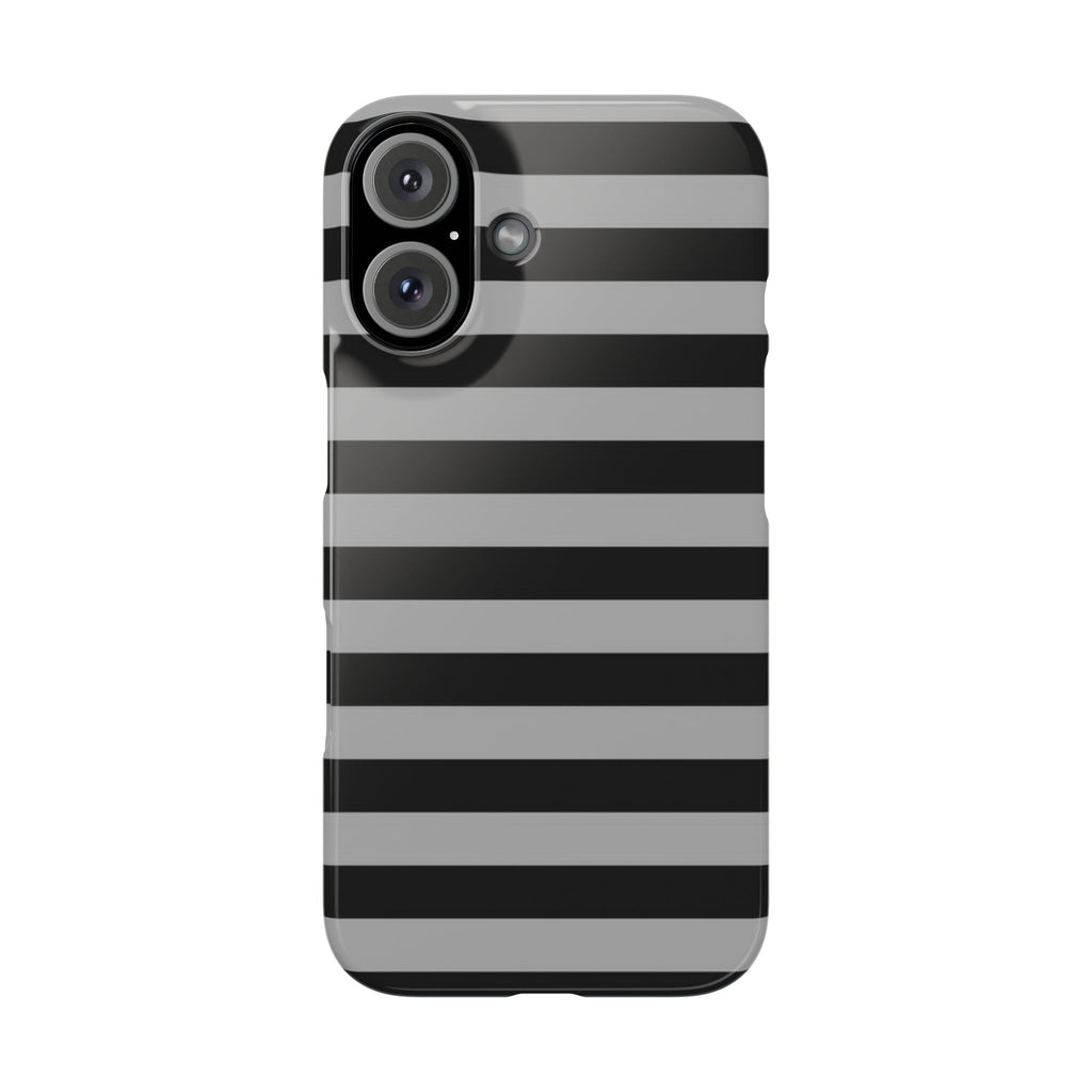 Black and Gray Striped Snap Case