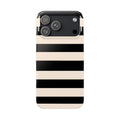 Slim Phone Case – Black & Cream Horizontal Stripes, Minimal Chic Protective Cover