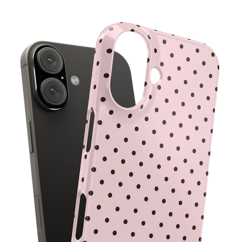 Pink Polka Dot Slim Phone Case | Black Dots, Pastel Pink