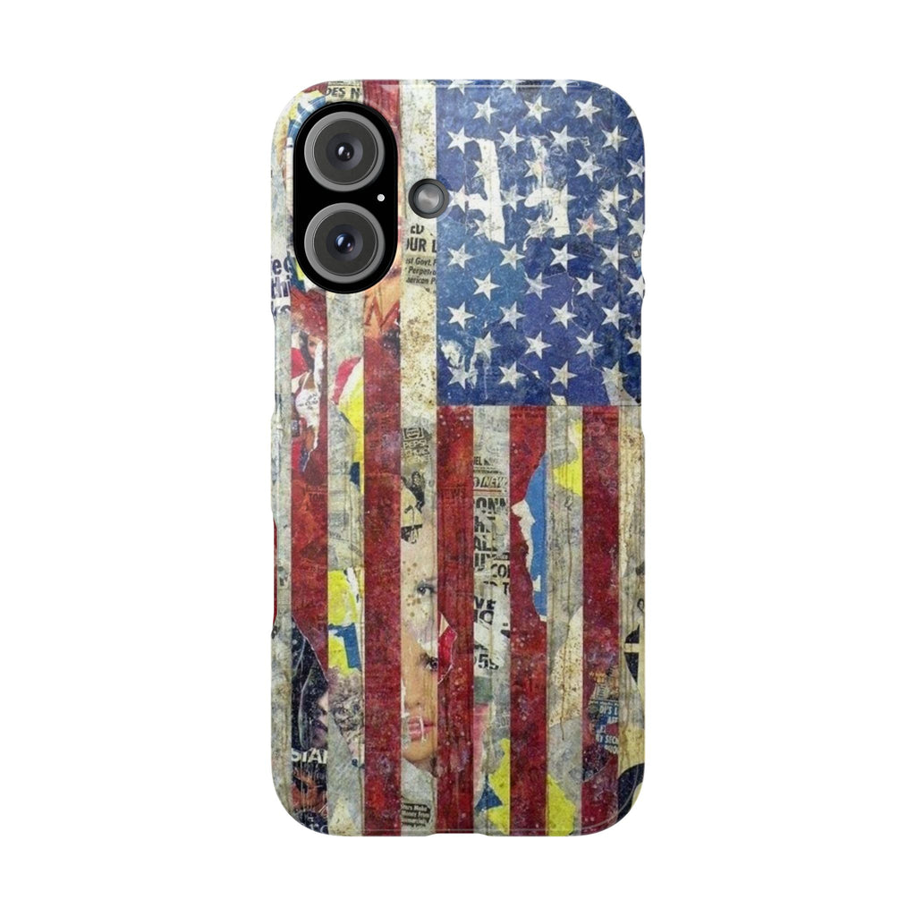 Patriotic Slim Phone Case - USA Flag Design, Gifts for Patriots, Americana Decor, Unique Phone Accessory, Red White Blue Love