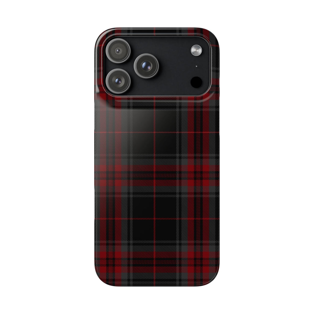 Plaid Snap Phone Case — Red & Black Tartan Protective Cover
