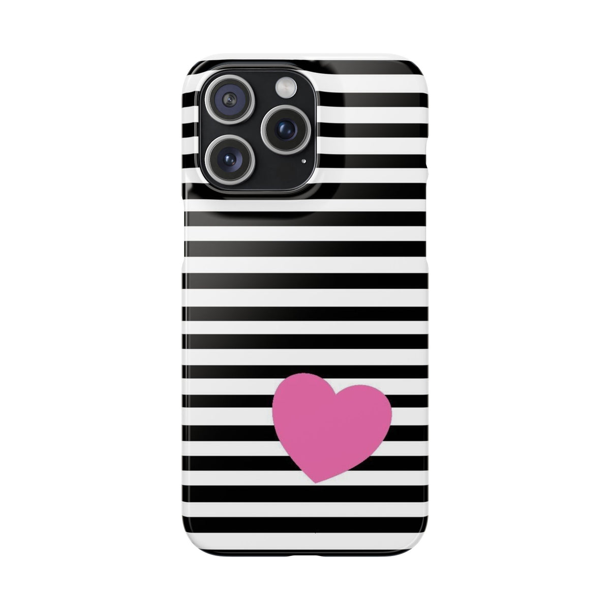 Black and White Striped Heart Snap Case