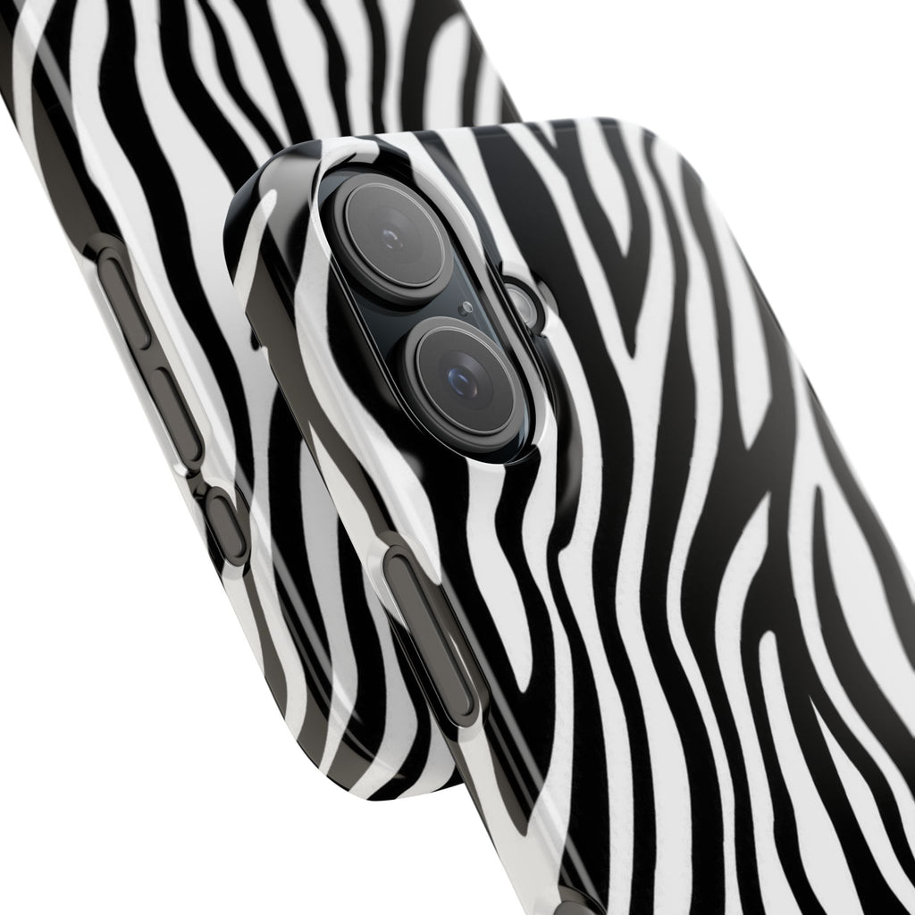 Zebra Print Snap Phone Case — Black & White Animal Pattern