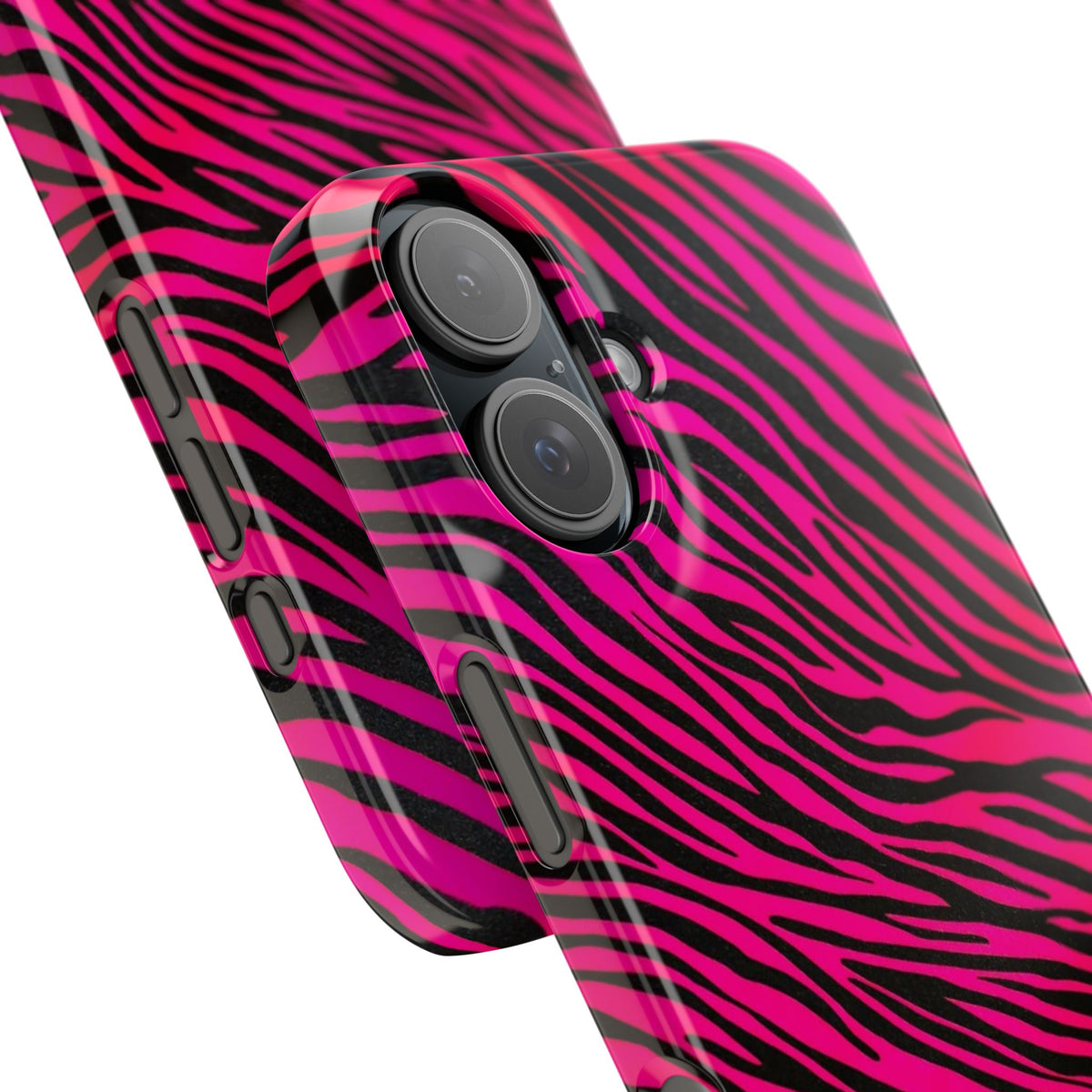 Pink Zebra Print Snap Case for iPhone, Vibrant Animal Print Phone Cover, Trendy Fashion Accessory, Unique Gift Idea, Stylish Protection