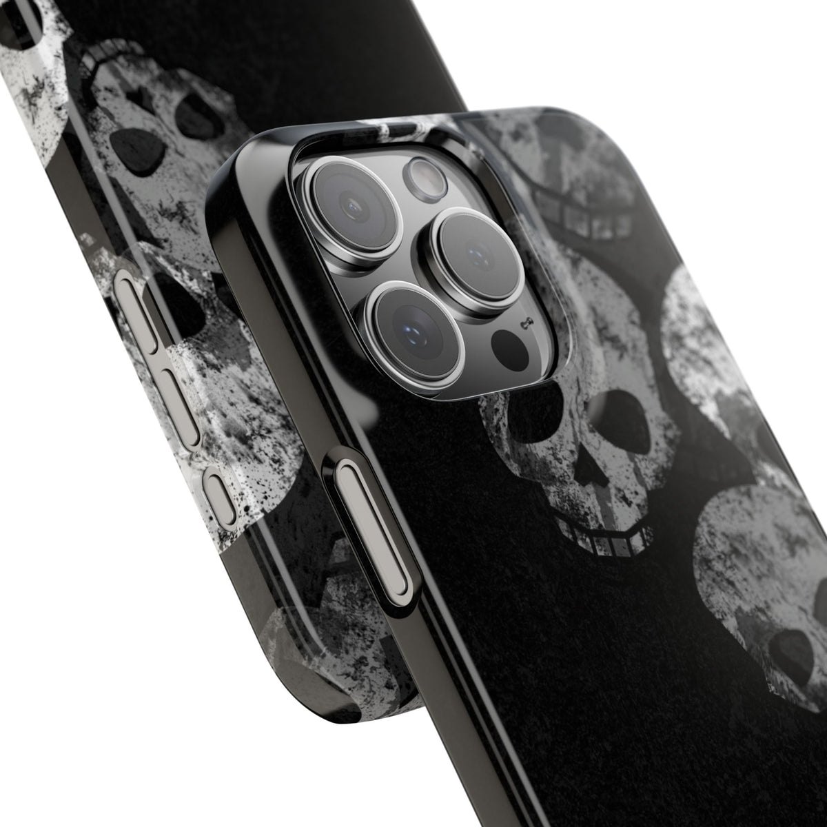 Skull Cascade Snap Phone Case — Gothic Black Grunge iPhone Cover