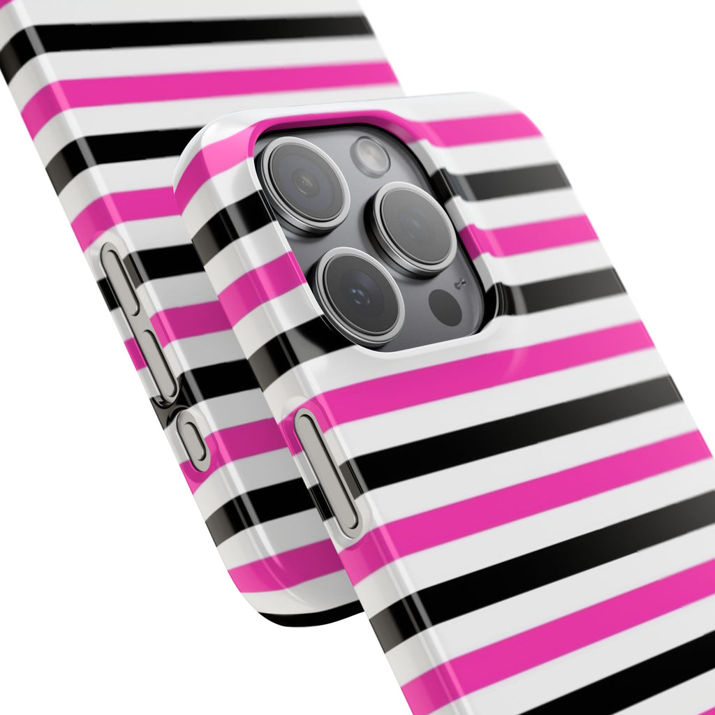 Striped Pink & Black Phone Case — Slim Snap Case