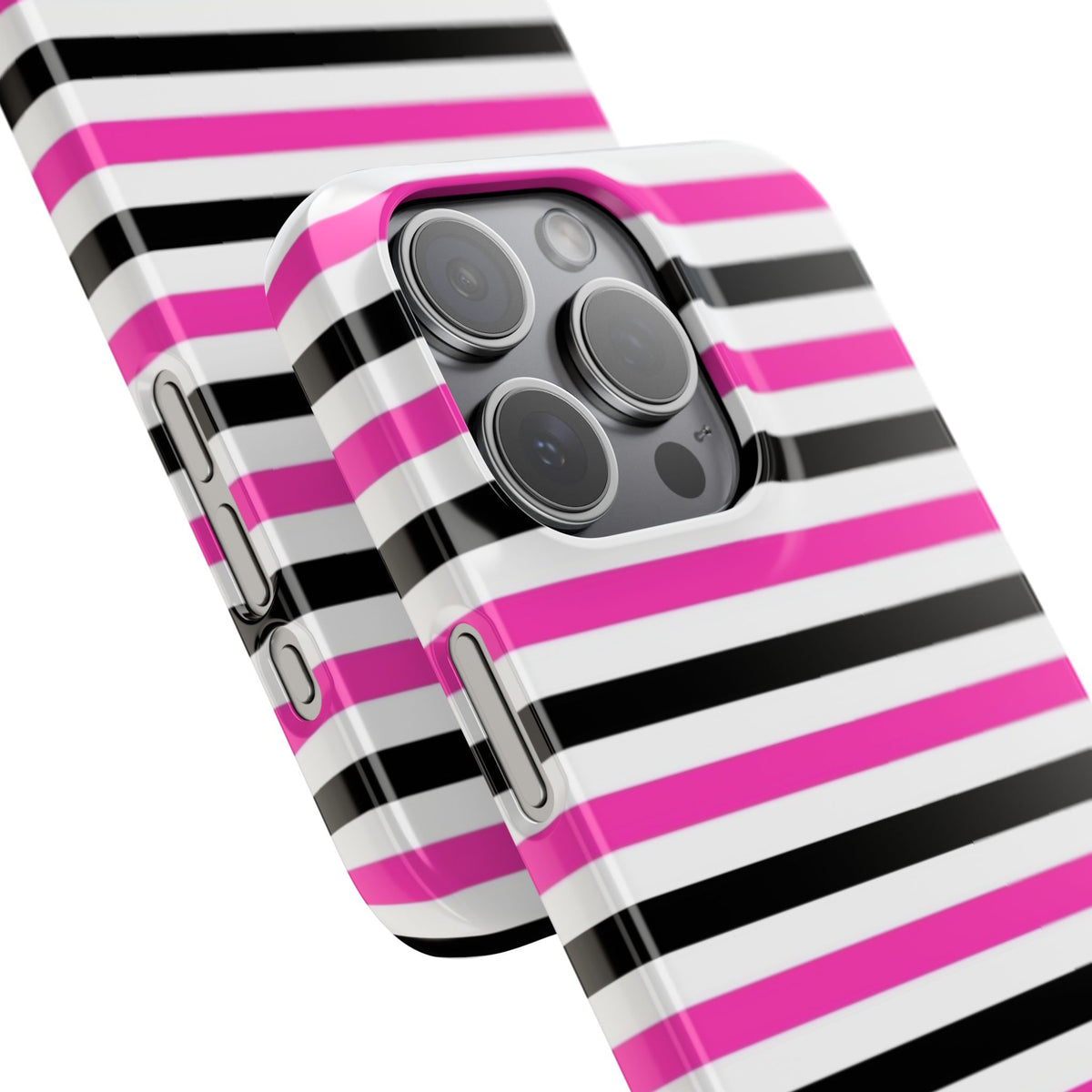 Striped Pink & Black Phone Case — Slim Snap Case