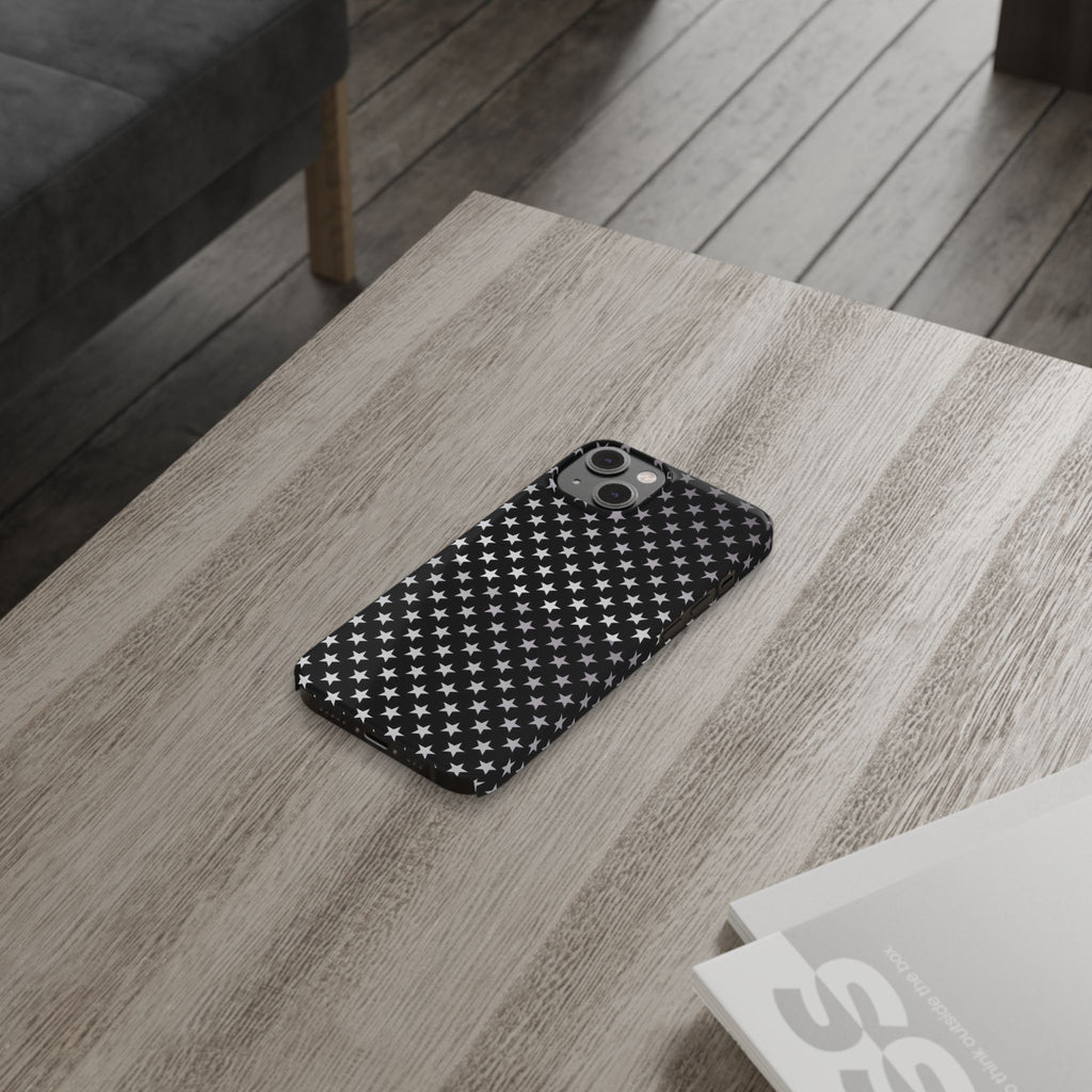 Monochrome Star Pattern Slim Phone Case | Black White Stars