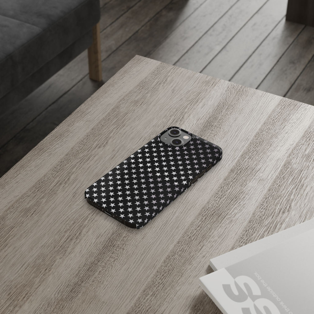Monochrome Star Pattern Slim Phone Case | Black White Stars