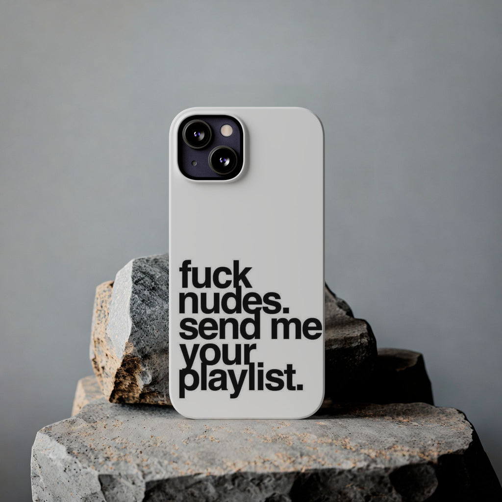 Urban Slim Phone Case: Playlist & Nudes Design, Youthful Gift, Trendy Accessories for Music Lovers, Stylish Phone Protection