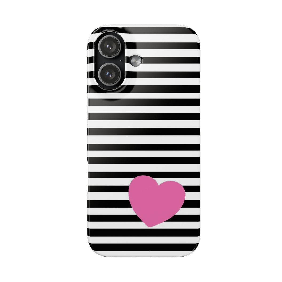 Black and White Striped Heart Snap Case