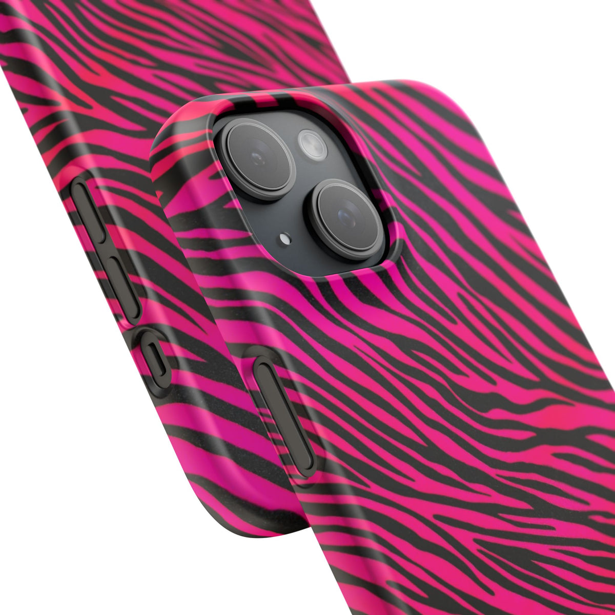 Pink Zebra Print Snap Case for iPhone, Vibrant Animal Print Phone Cover, Trendy Fashion Accessory, Unique Gift Idea, Stylish Protection