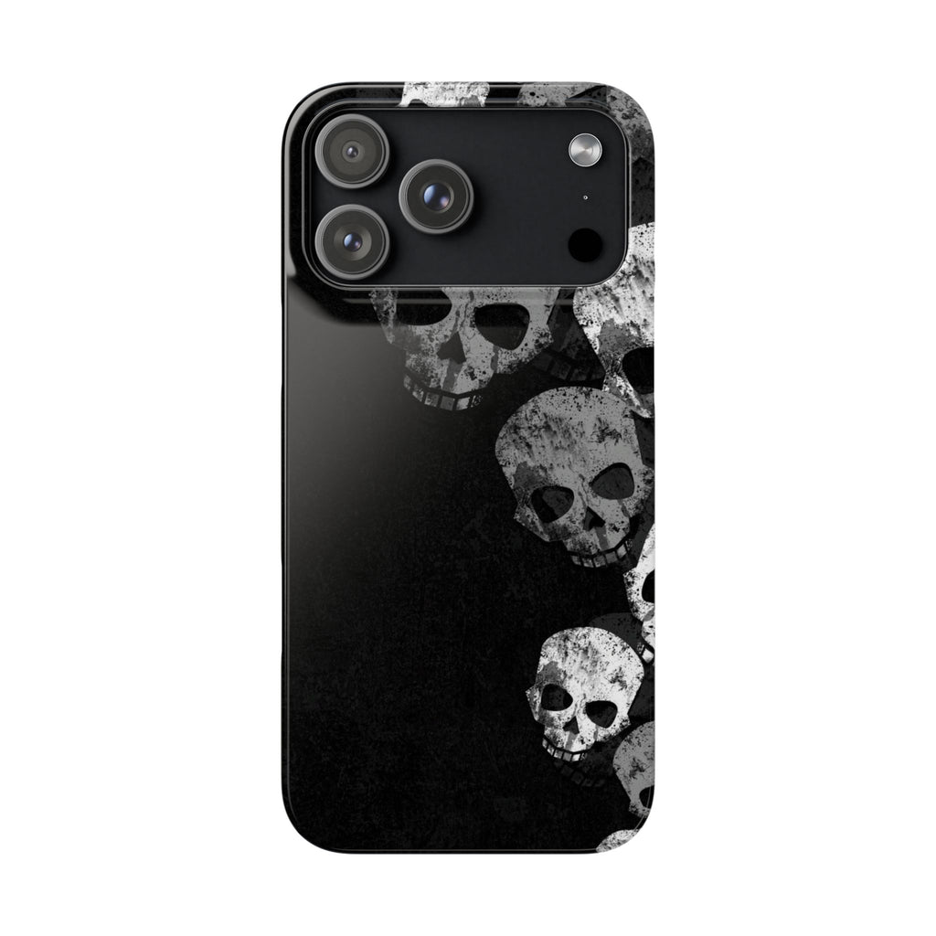 Skull Cascade Snap Phone Case — Gothic Black Grunge iPhone Cover