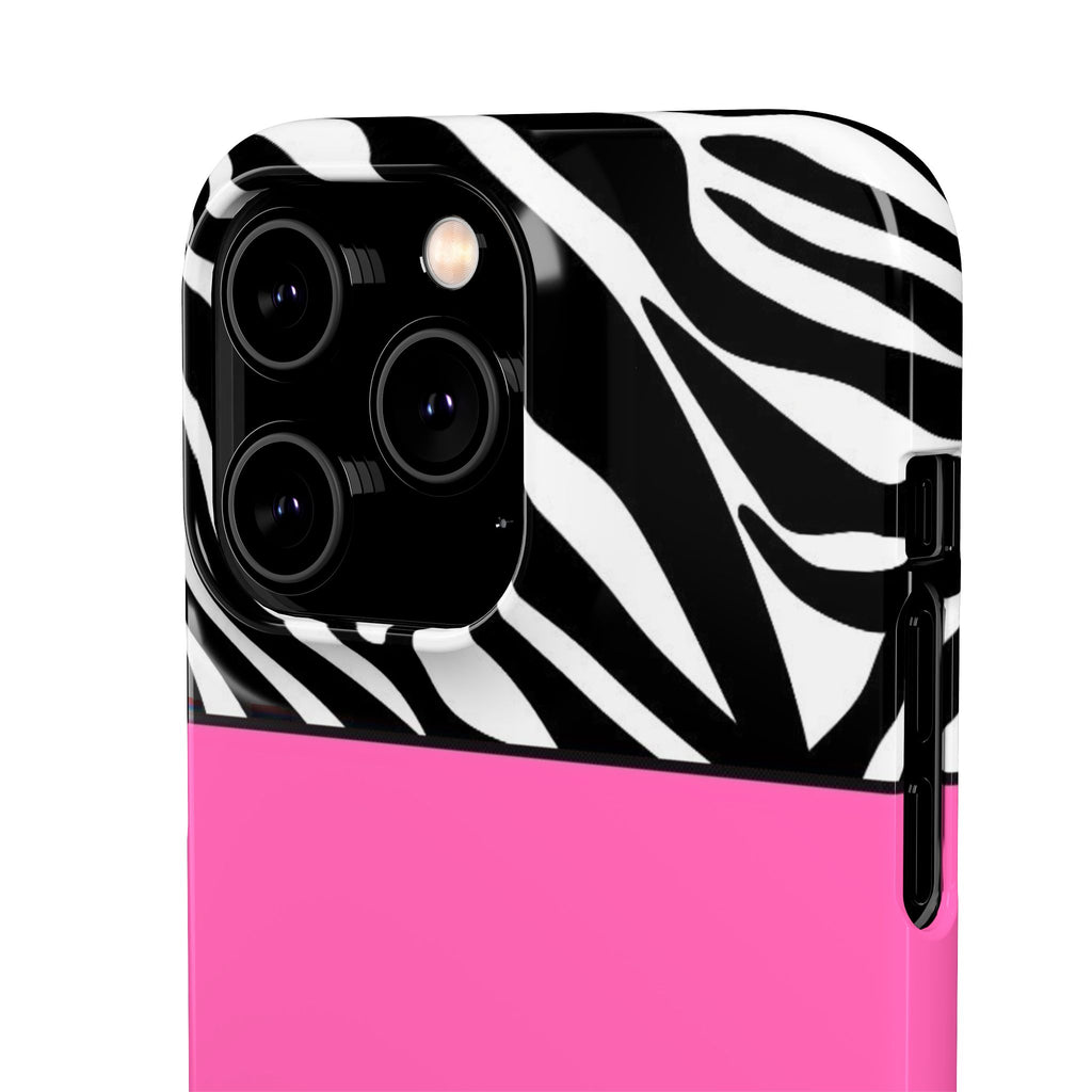 Zebra Stripe Snap Phone Case – Pink Accent