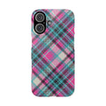 Plaid Pink & Teal Phone Case - Protective Snap Case with Vibrant Tartan Pattern