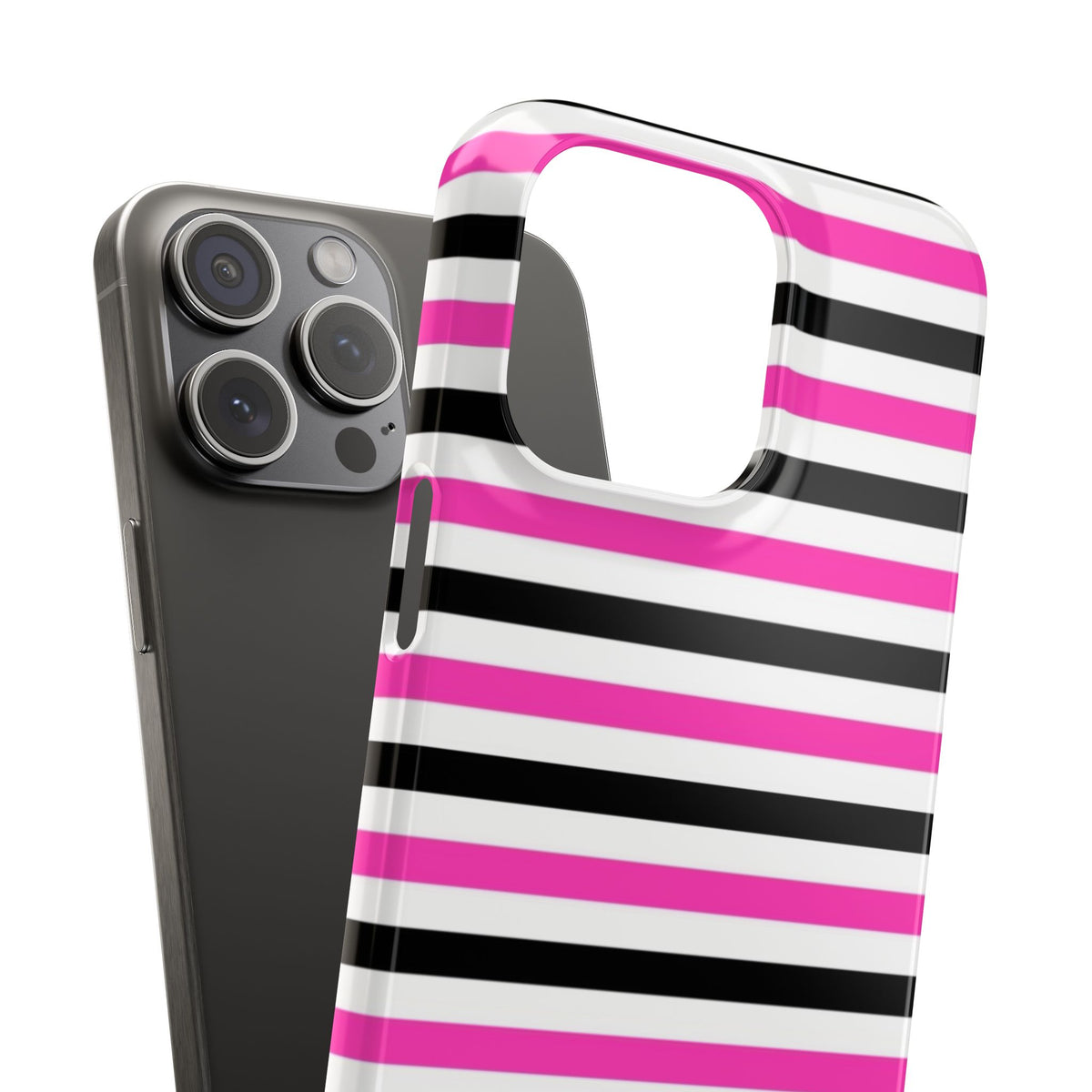 Striped Pink & Black Phone Case — Slim Snap Case