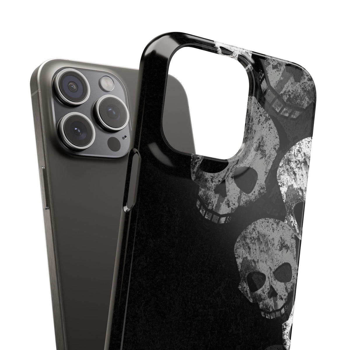 Skull Cascade Snap Phone Case — Gothic Black Grunge iPhone Cover