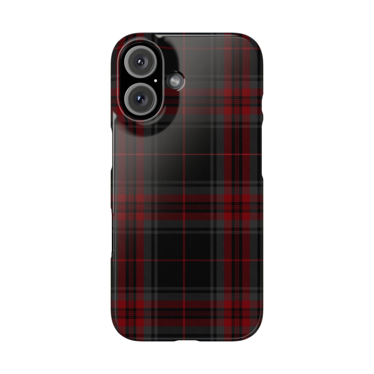 Plaid Snap Phone Case — Red & Black Tartan Protective Cover
