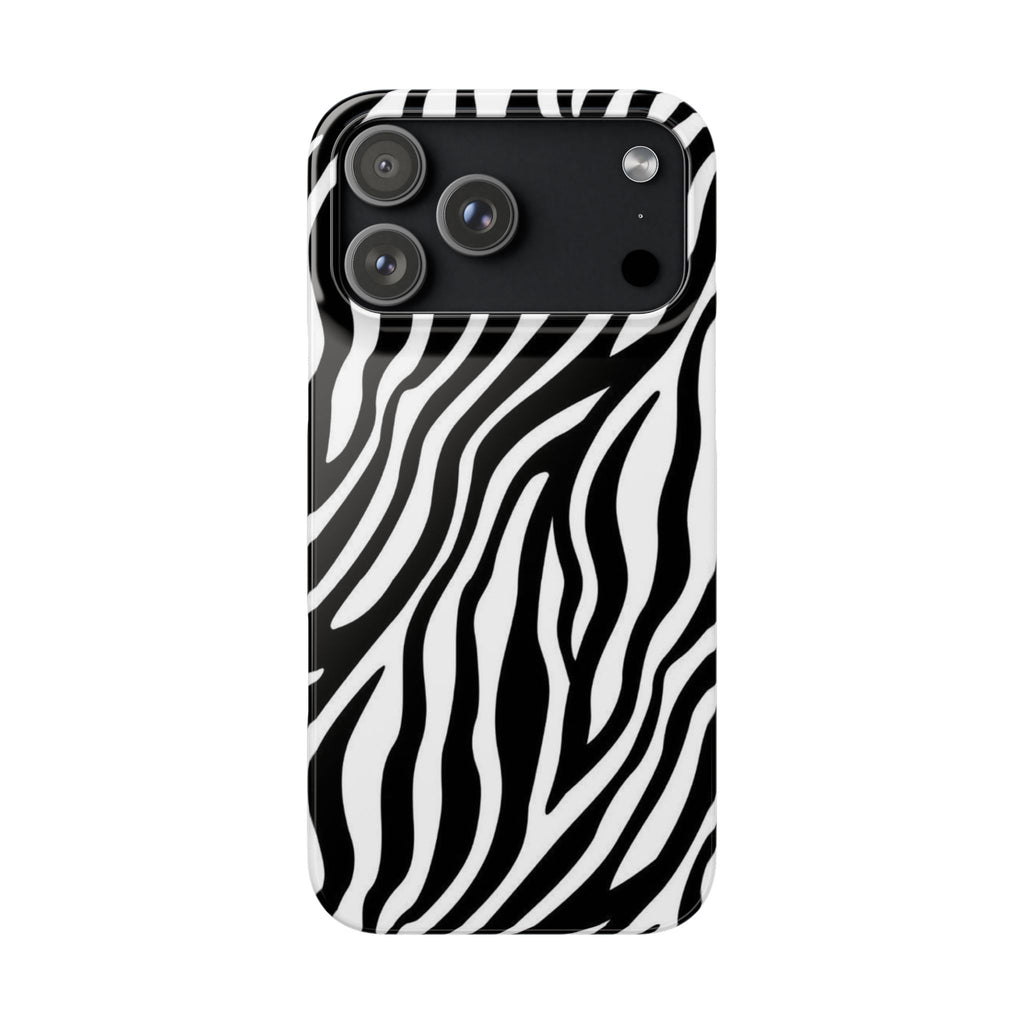 Zebra Print Snap Phone Case — Black & White Animal Pattern
