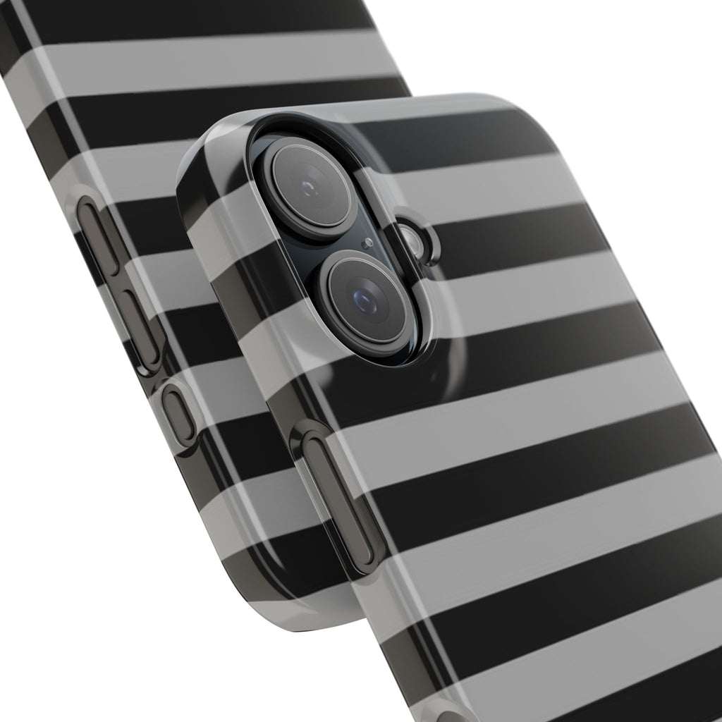 Black and Gray Striped Snap Case