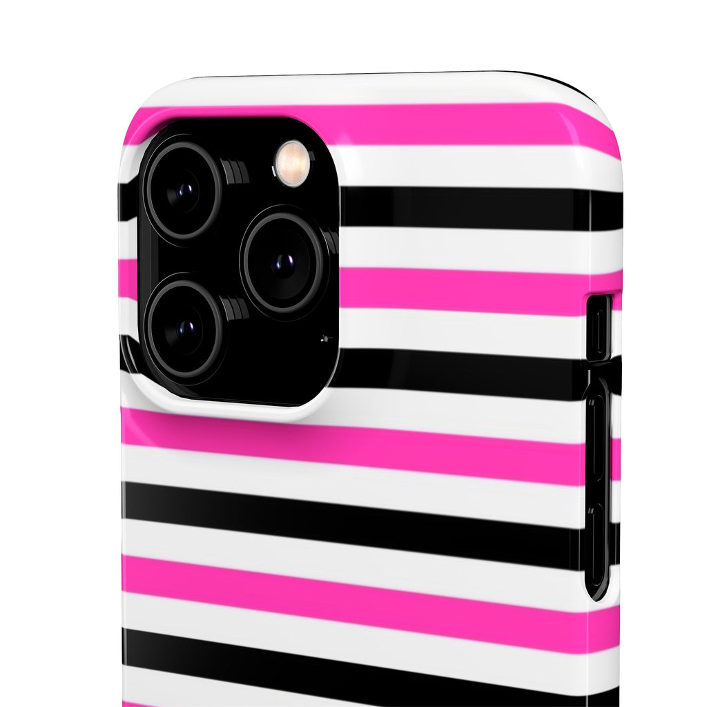 Striped Pink & Black Phone Case — Slim Snap Case