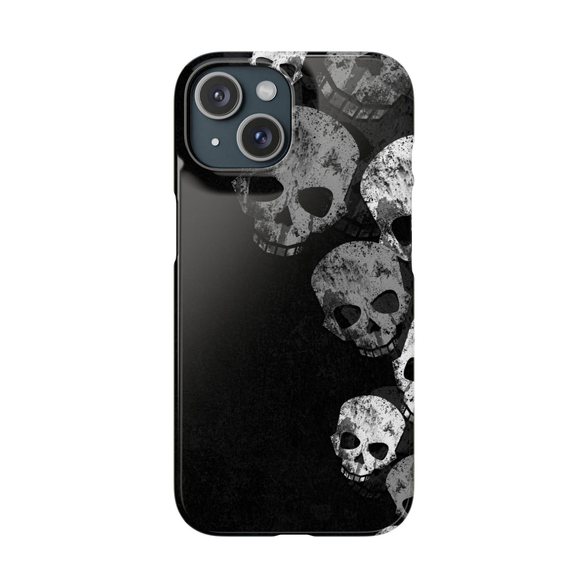 Skull Cascade Snap Phone Case — Gothic Black Grunge iPhone Cover