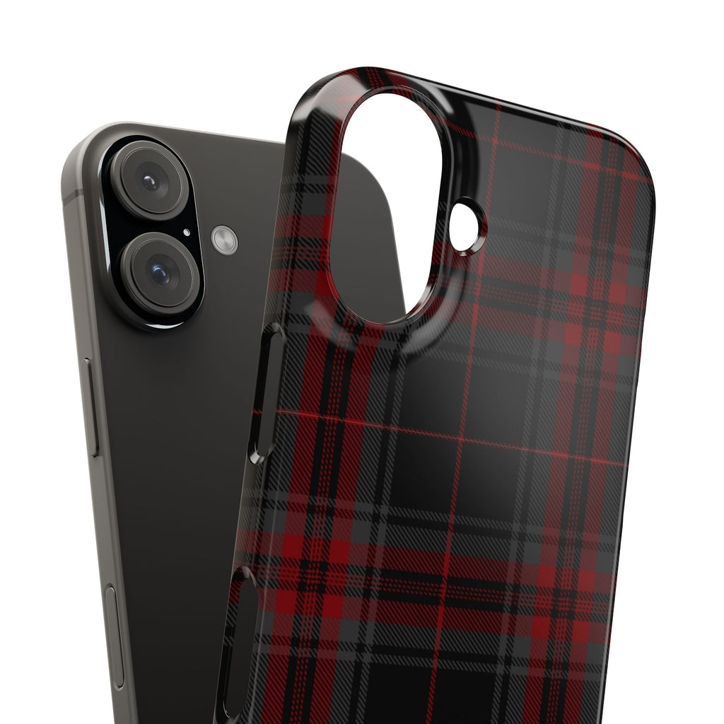 Plaid Snap Phone Case — Red & Black Tartan Protective Cover