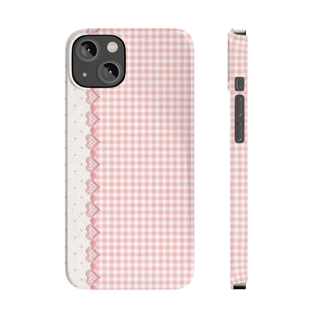 Pink Gingham with Lace Trim Phone Case | Slim Phone Case