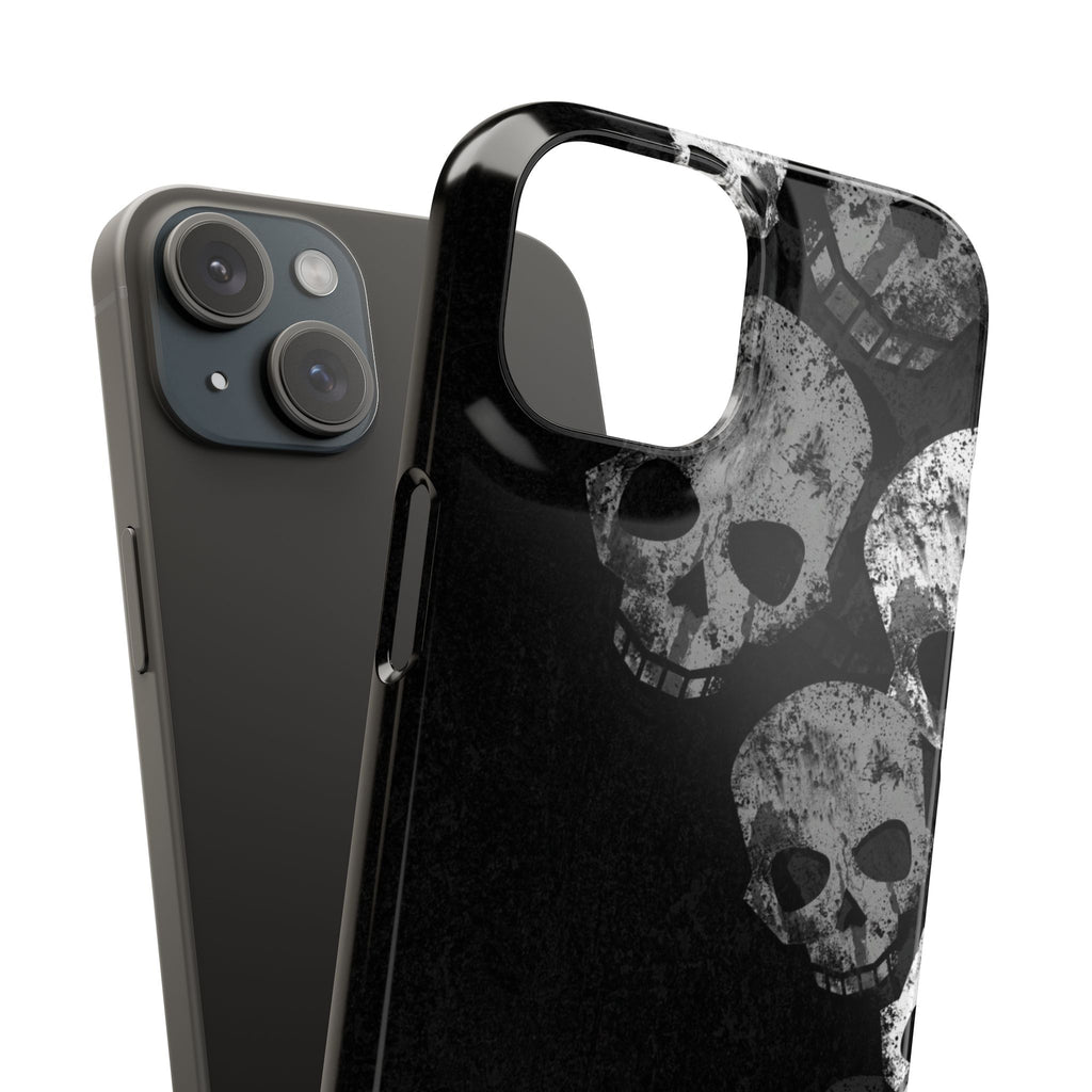 Skull Cascade Snap Phone Case — Gothic Black Grunge iPhone Cover