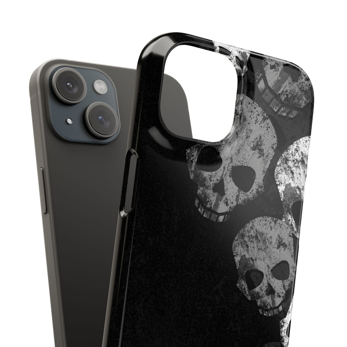 Skull Cascade Snap Phone Case — Gothic Black Grunge iPhone Cover