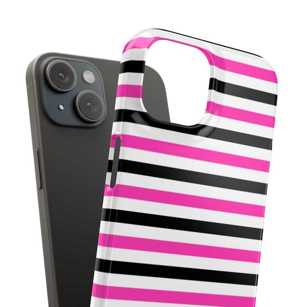 Striped Pink & Black Phone Case — Slim Snap Case