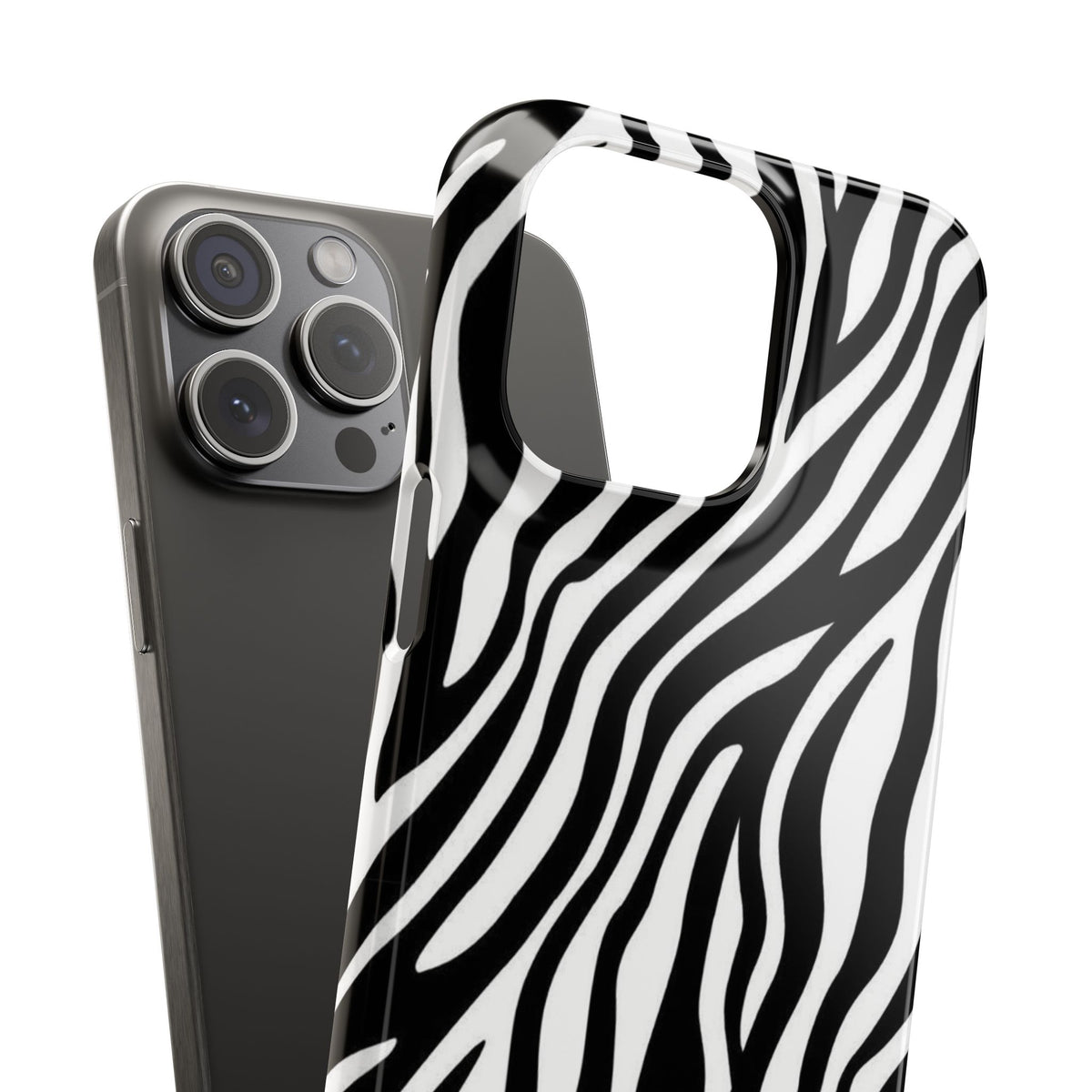 Zebra Print Snap Phone Case — Black & White Animal Pattern