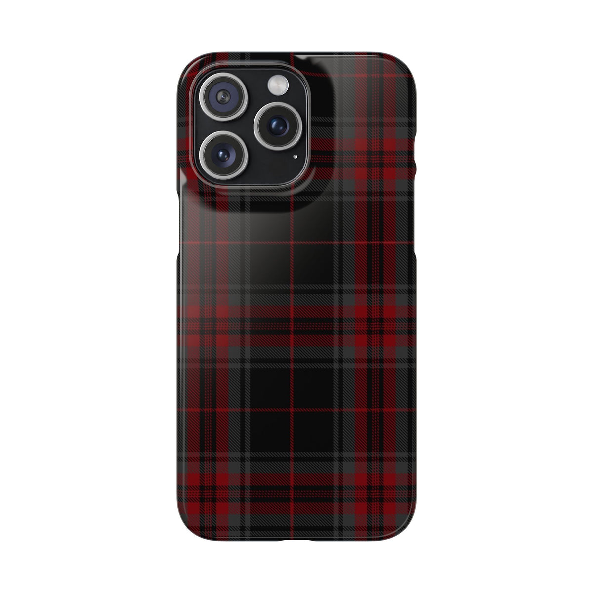 Plaid Snap Phone Case — Red & Black Tartan Protective Cover