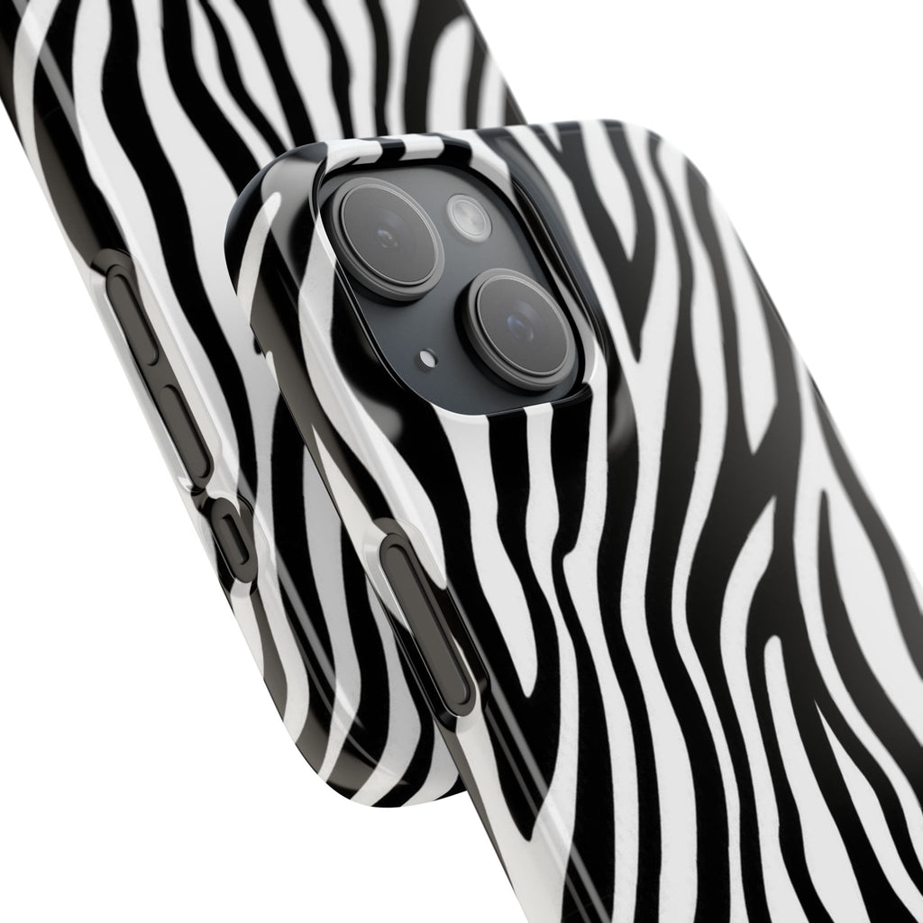Zebra Print Snap Phone Case — Black & White Animal Pattern