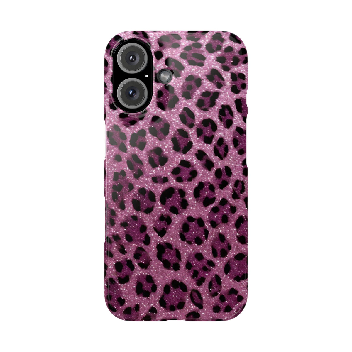 Pink Glitter Leopard Print Slim Phone Cases, Wild Animal Print Cover, Trendy Phone Accessory, Girly Gift, Fashionable Tech