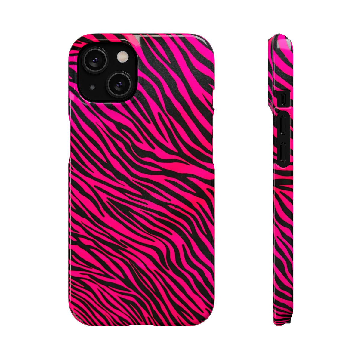 Pink Zebra Print Snap Case for iPhone, Vibrant Animal Print Phone Cover, Trendy Fashion Accessory, Unique Gift Idea, Stylish Protection