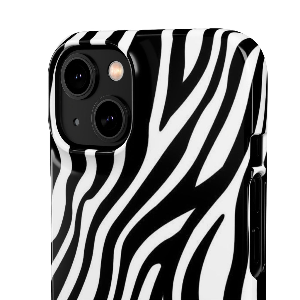 Zebra Print Snap Phone Case — Black & White Animal Pattern