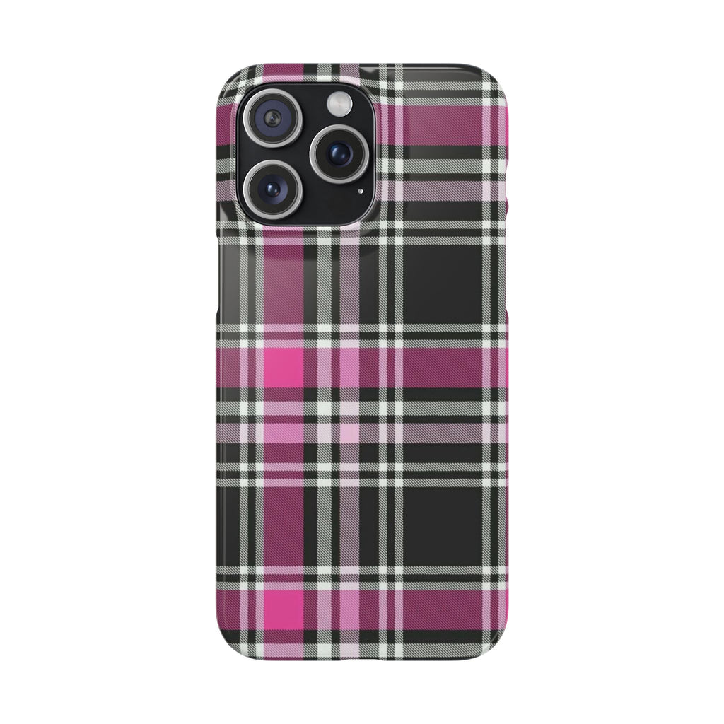 Plaid Phone Case — Pink & Black Tartan Snap Case