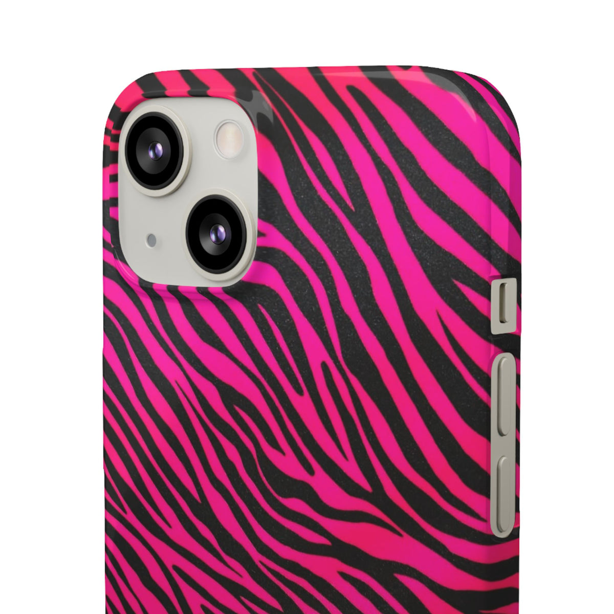 Pink Zebra Print Snap Case for iPhone, Vibrant Animal Print Phone Cover, Trendy Fashion Accessory, Unique Gift Idea, Stylish Protection