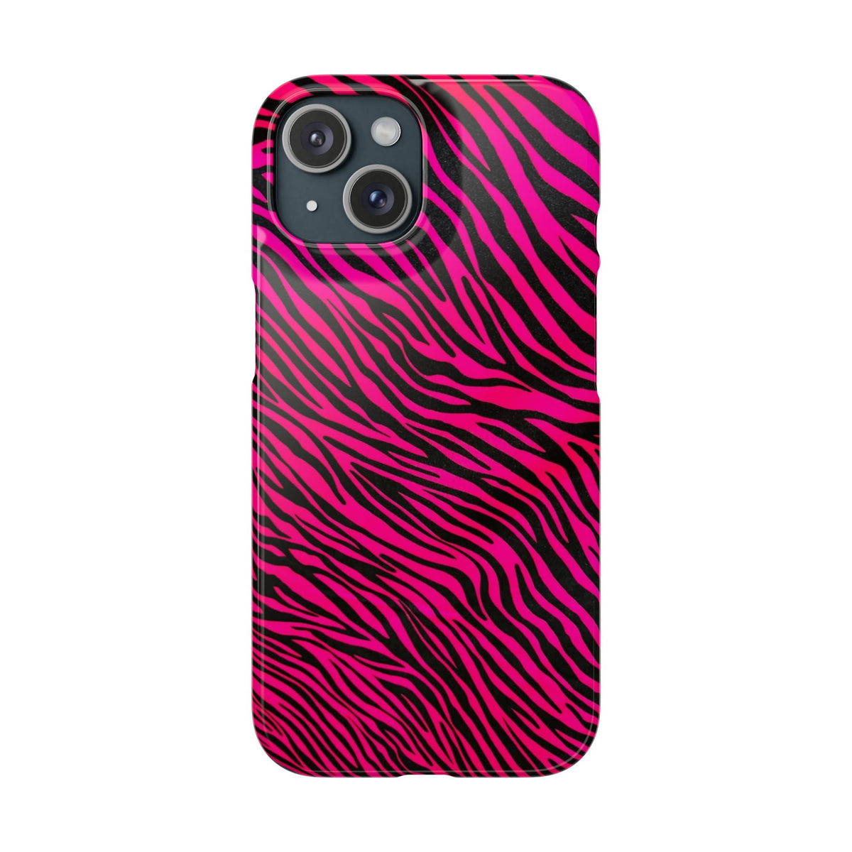 Pink Zebra Print Snap Case for iPhone, Vibrant Animal Print Phone Cover, Trendy Fashion Accessory, Unique Gift Idea, Stylish Protection