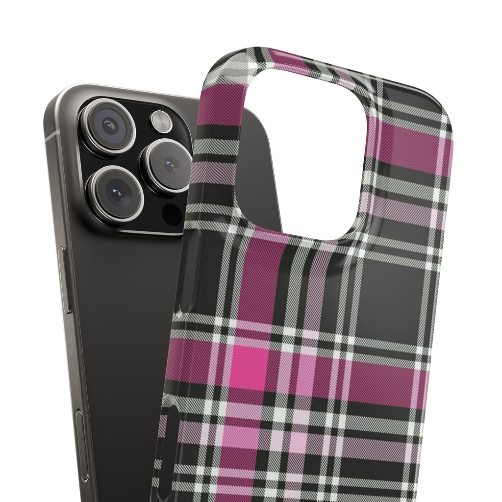 Plaid Phone Case — Pink & Black Tartan Snap Case