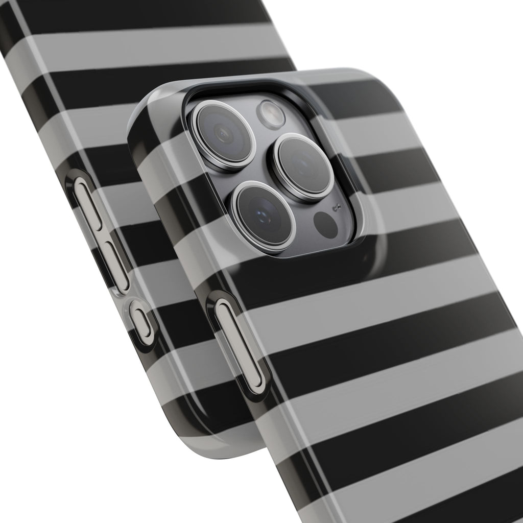 Black and Gray Striped Snap Case